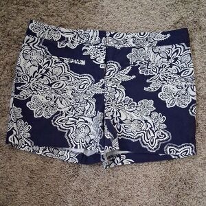 Willi Smith Navy and White Floral Women's Shorts